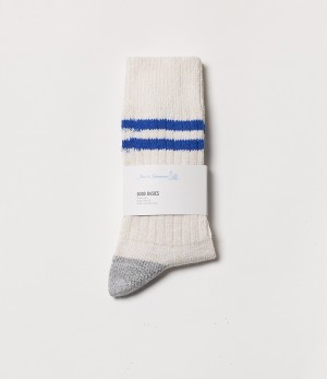 Beige / Blue Men Merz B. Schwanen GS05 Socks | MERZ0239586