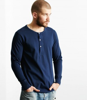 Blue Men Merz B. Schwanen 206 loopwheeled henley T Shirts | MERZ8021537