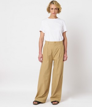 Khaki Women Merz B. Schwanen PANTS04 wide Pants | MERZ5073482