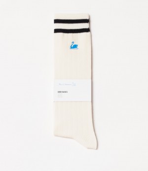 White / Black Men Merz B. Schwanen GS08 cotton Socks | MERZ0497286