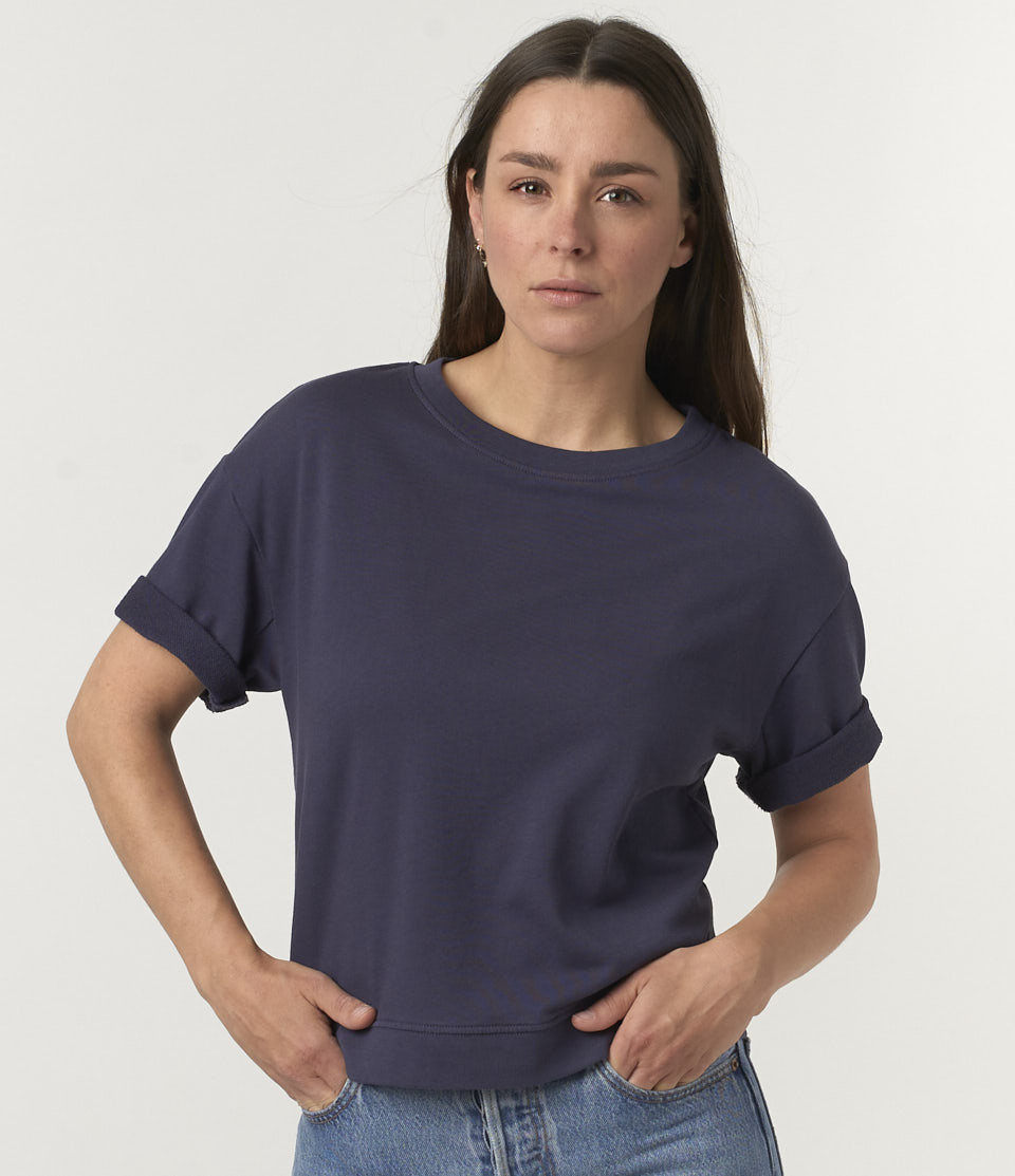 Blue Women Merz B. Schwanen WSW03 cropped Sweatshirts | MERZ3570186