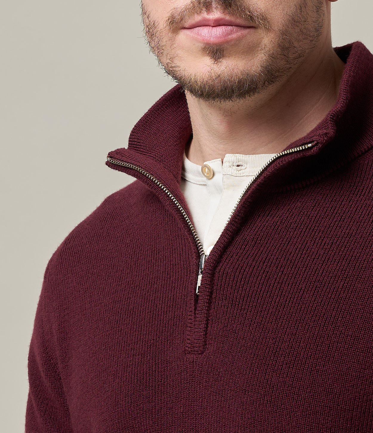 Burgundy Men Merz B. Schwanen MWZP04 half-zip Pullover | MERZ4925108